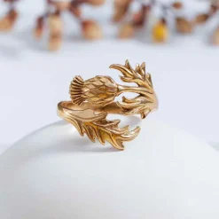 Bronzen ring distelbloem