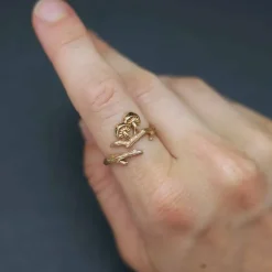 Bronzen ring tak en paddenstoelen