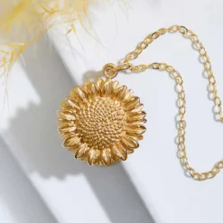 Gold filled halsketting met bronzen zonnebloem