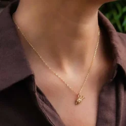 Gold filled halsketting met bronzen slak