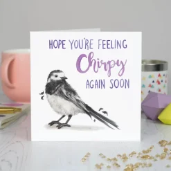 Wenskaart beterschap "Chirpy again"