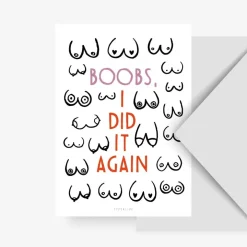 Wenskaart Borsten "Boobs, I did it again"