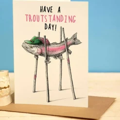 Wenskaart forel "Have a troutstanding day"