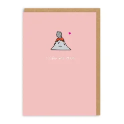 Wenskaart met pin "I Lava You Mum"