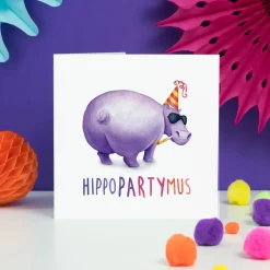 Wenskaart nijlpaard "Hippopartymus"