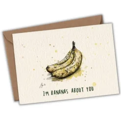 Wenskaart "Bananas about you"