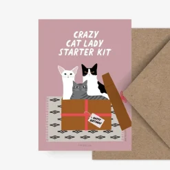 Wenskaart "Crazy cat lady starter kit"