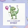 Wenskaart "T-rexcellent Birthday"