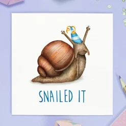 Wenskaart slak "Snailed it"