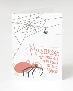 Wenskaart spin “My silksac brings all the flies to the yard”
