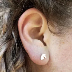 Zilveren oorbellen eenhoorn