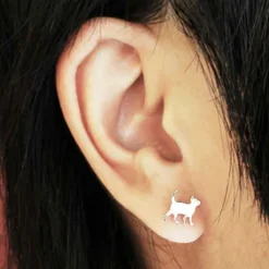 Zilveren oorbellen kat