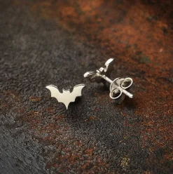 Zilveren oorbellen vleermuizen (studs)