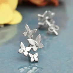 Zilveren oorbellen vlinderzwerm