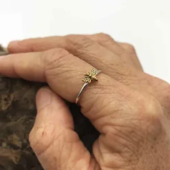 Zilveren ring met bronzen bij