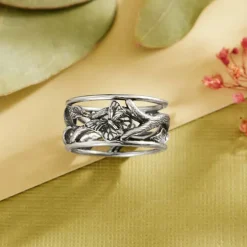 Zilveren ring metamorfose rups tot vlinder