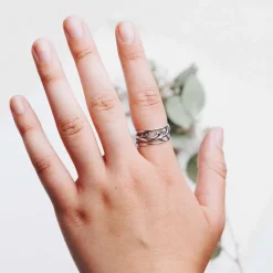 Zilveren ring metamorfose rups tot vlinder