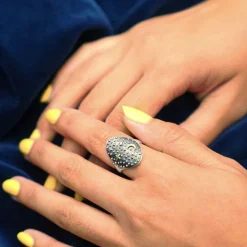 Zilveren ring Night Sky met bronzen maan en sterren