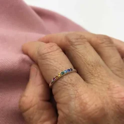 Zilveren ring regenboog