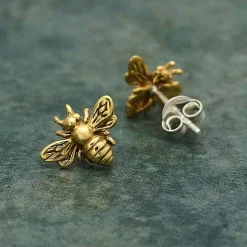 Zilveren studs met bronzen bij (groot)